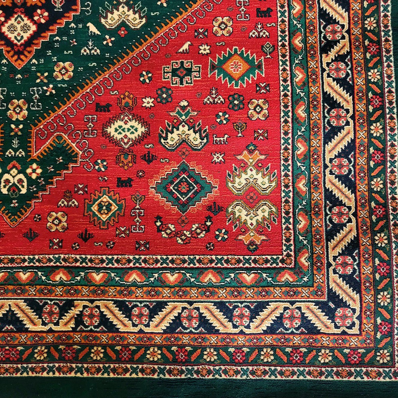 فرش ماشینی هیوا طرح بوستان کد 524 زمینه سبز