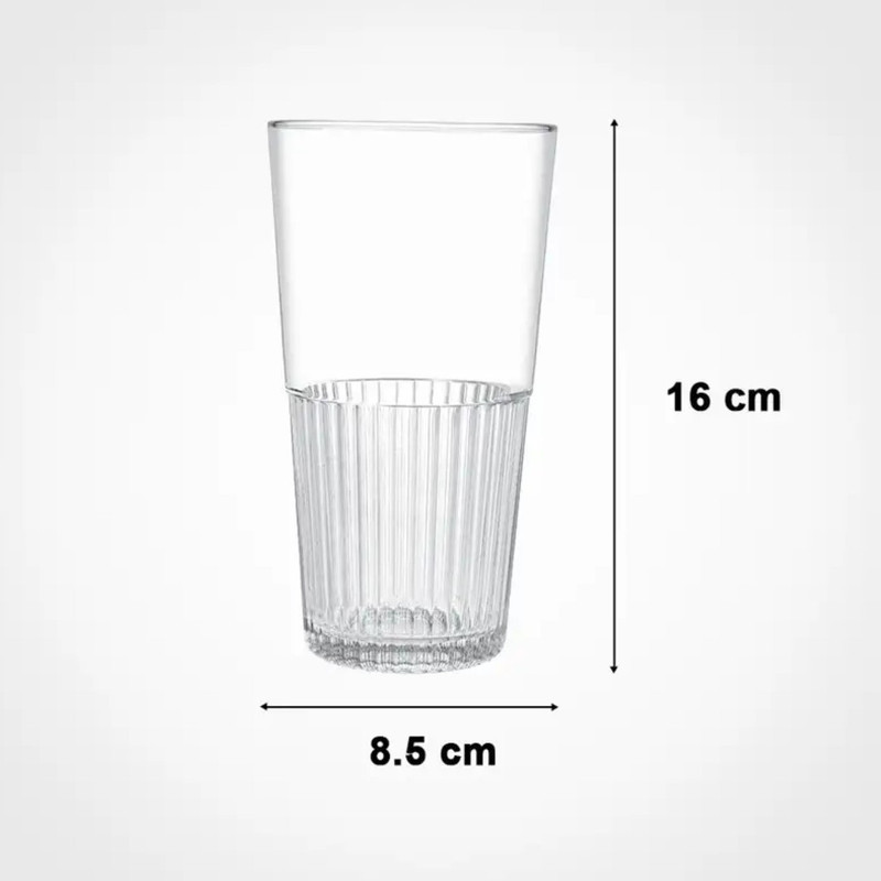 لیوان لیمون مدل شیشه ای شیاردار کد HS2448 مجموعه 6 عددی