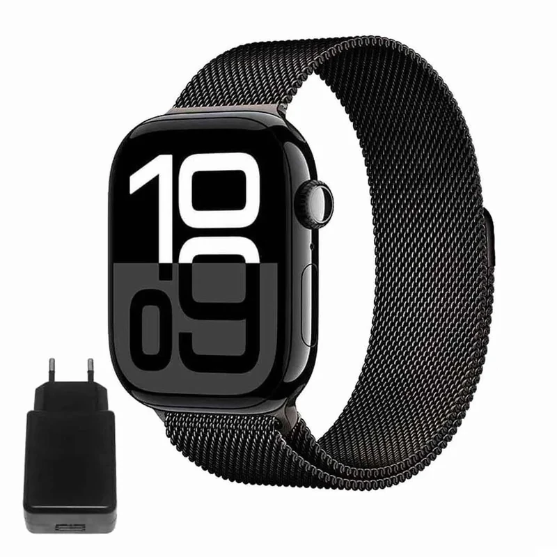 ساعت هوشمند 46 میلی متری ورنا مدل T46 Pro max با بند فلزی به همراه 2 بند اضافه و شارژر