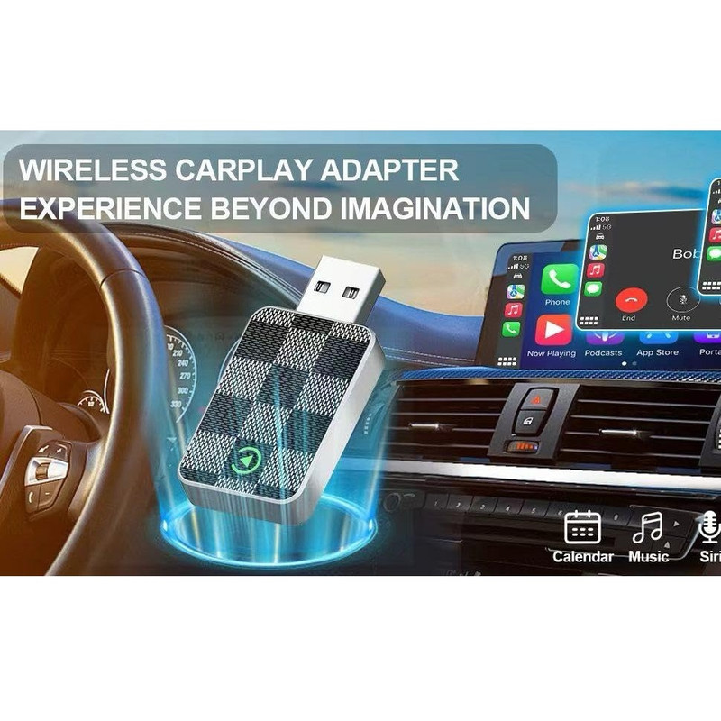 کارپلی و اندروید اتو مدل Wireless CarPlayAndroid Auto به همراه مبدل USB به USB-C و کابل افزایش طول USB