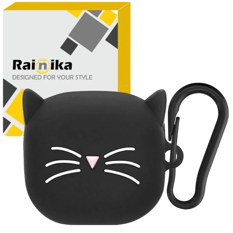 کاور رینیکا مدل Buds Cat Black-White مناسب برای کیس هدفون بی سیم سامسونگ Galaxy Buds Live  Buds Pro  buds 2  buds 2 pro  Fe