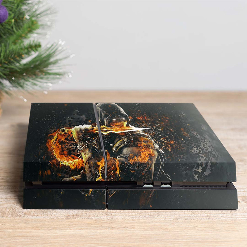 برچسب پلی استیشن ۴ مدل ps4 fat طرح scorpion mortal kombat کد PS-1038