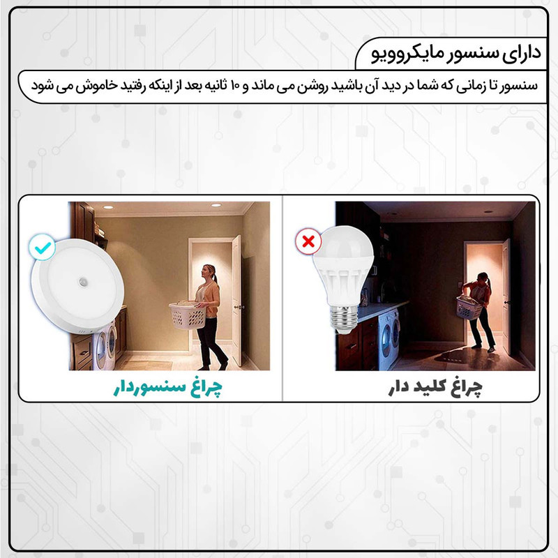 براکت 20 وات پارس شعاع توس طرح سنسور دار مدل مایکروویو