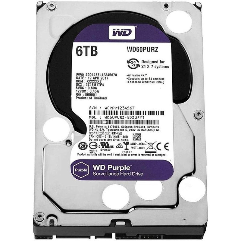 هارددیسک اینترنال وسترن دیجیتال مدل Purple WD64PURZ ظرفیت 6 ترابایت