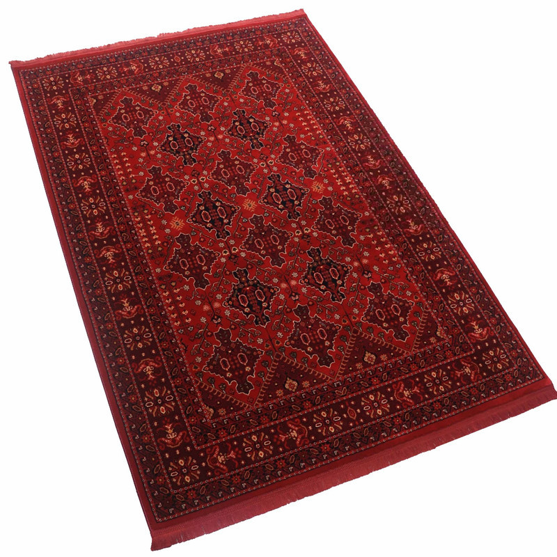 فرش ماشینی بزرگمهر کد 78010 طرح بلوچی زمینه لاکی