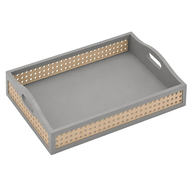 سینی دسته دار طرح حصیری کد G247 سایز 22*33 سانتی متر