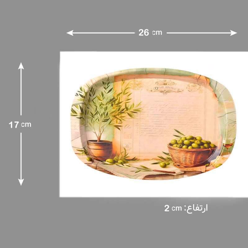 سینی بدون دسته مهروز مدل 6651 زیتون سایز 17×26 سانتی متر