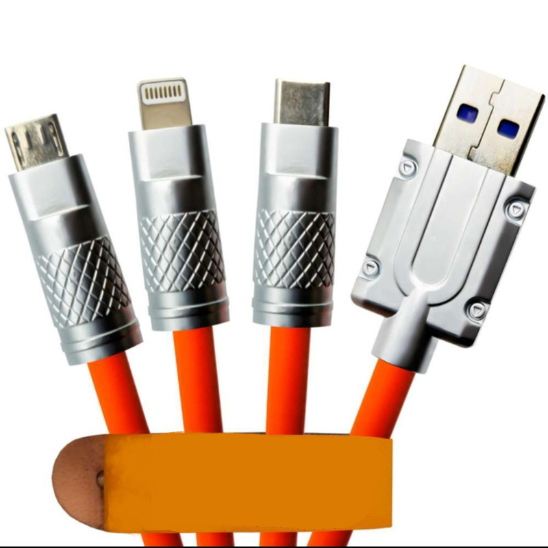 کابل تبدیل USB به لایتنینگMICROUSBUSB-C اچ تی ام مدل 3in1 به طول 1.2 متر
