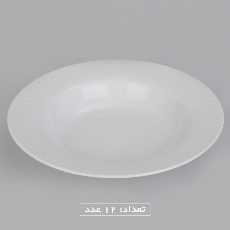سرویس غذاخوری 102 پارچه چینی زرین ایران سری رادیانس مدل White درجه یک