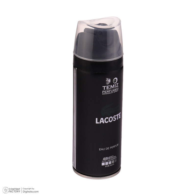 اسپری دئودورانت مردانه تمیز مدل lacoste حجم 200 میلی‌لیتر
