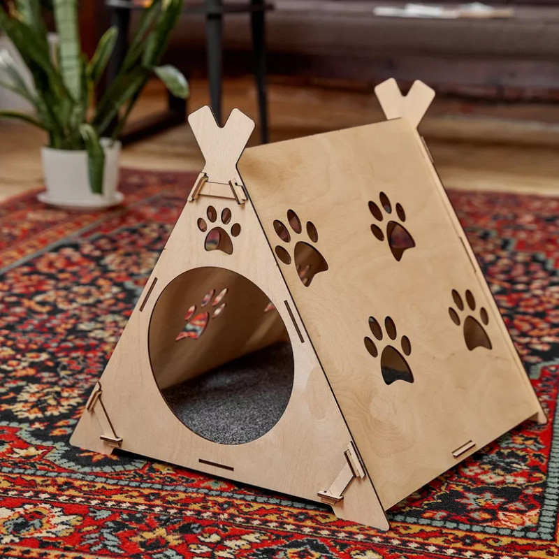 جای خواب سگ و گربه و خرگوش مدل لانه چوبی کد B20