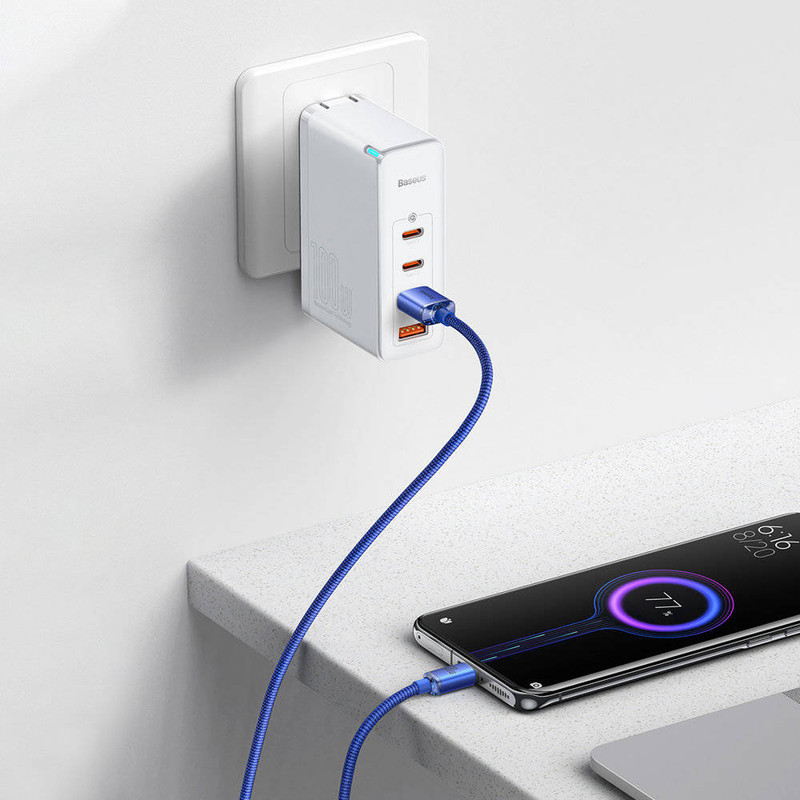 کابل تبدیل USB به USB-C باسئوس مدل Crystal Shine طول 2 متر