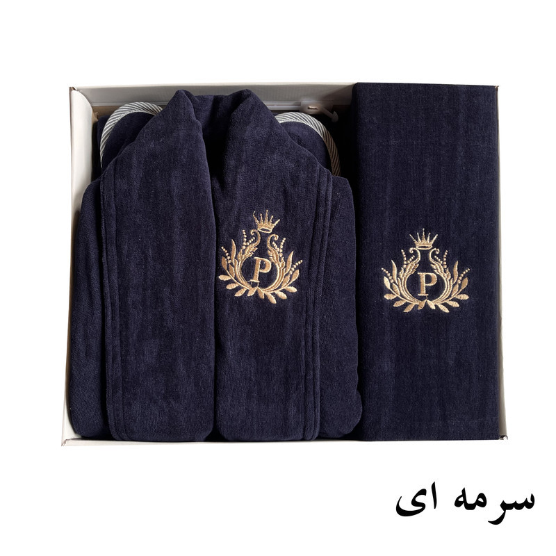 سرویس حوله پالتویی 4 تکه طرح ماریبور مدل گلبرگ کد 1