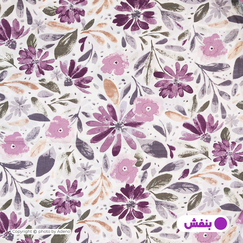 روکش لحاف کتان آدنو مدل بنفشه کد FI44 دو نفره سایز 240x220 سانتی‌متر