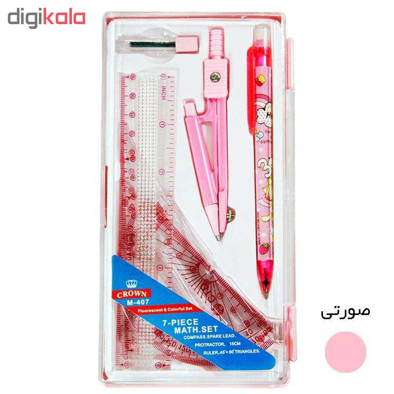ست پرگار و خط کش کرون مدل M-407  بسته 7 عددی