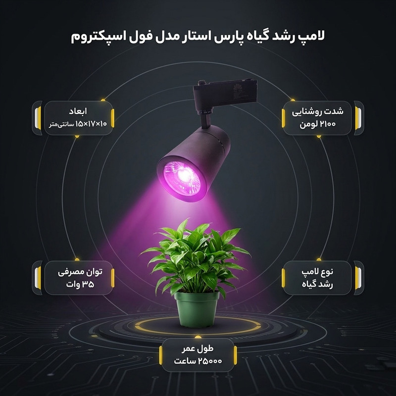 لامپ رشد گیاه 35 وات پارس استار مدل فول اسپکتروم پایه ریلی