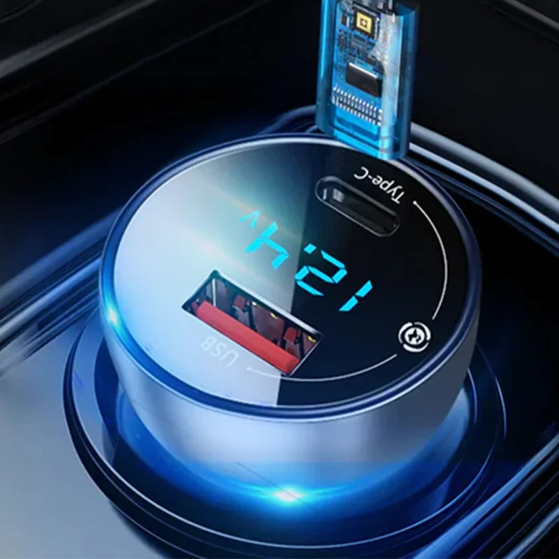 شارژر فندکی 65 وات باسئوس مدل Particular Digital Display QC+PPS