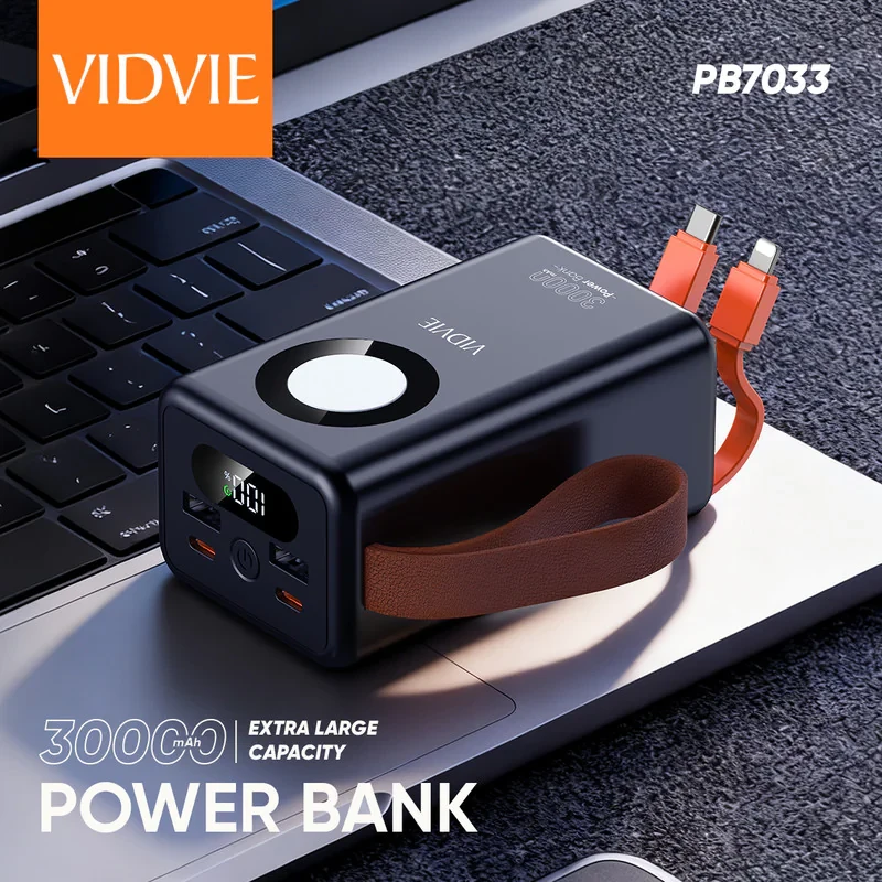 پاوربانک 22.5 وات ویدوی مدل PB7033-3000022.5W ظرفیت 30000 میلی‌آمپرساعت