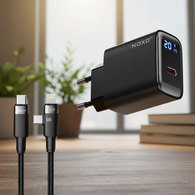 شارژر دیواری 20 وات نوکسو مدل CHN-5 به همراه کابل USB-C  لایتنینگ