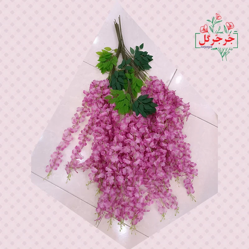 گل مصنوعی جُرجُرگل مدل آویز شکوفه آقاقیا، مناسب نصب آویزی، رومیزی و دیواری، طول 70 سانتی‌متر، وزن 250 گرم، ابعاد 30×20×70 سانتی‌متر، بسته 12 عددی