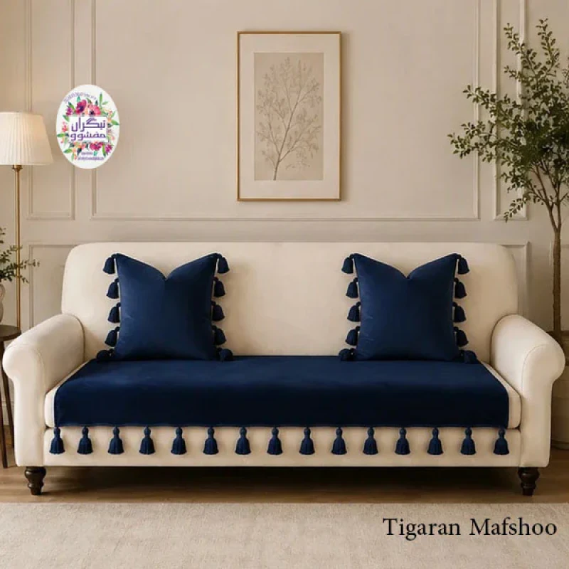 کوسن تیگران مفشوو مدل  BIGMNL سایز 38×38 سانتی متر مجموعه 2 عددی به همراه شال مبل