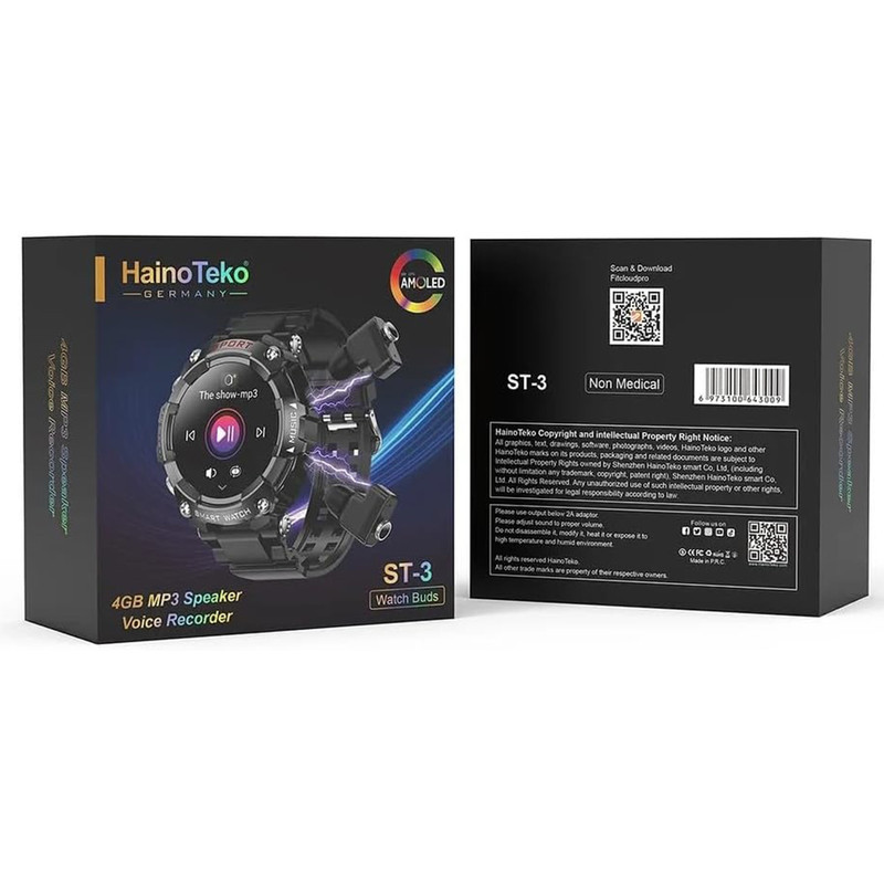 ساعت هوشمند هاینو تکو مدل edition three st3 wirless دارای قابلیت های صفحه نمایش رنگی، صفحه نمایش لمسی، قابلیت مکالمه از طریق بلوتوث بند پلاستیک