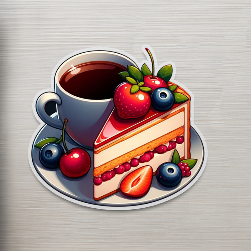 مگنت مدل یخچالی طرح چای و کیک