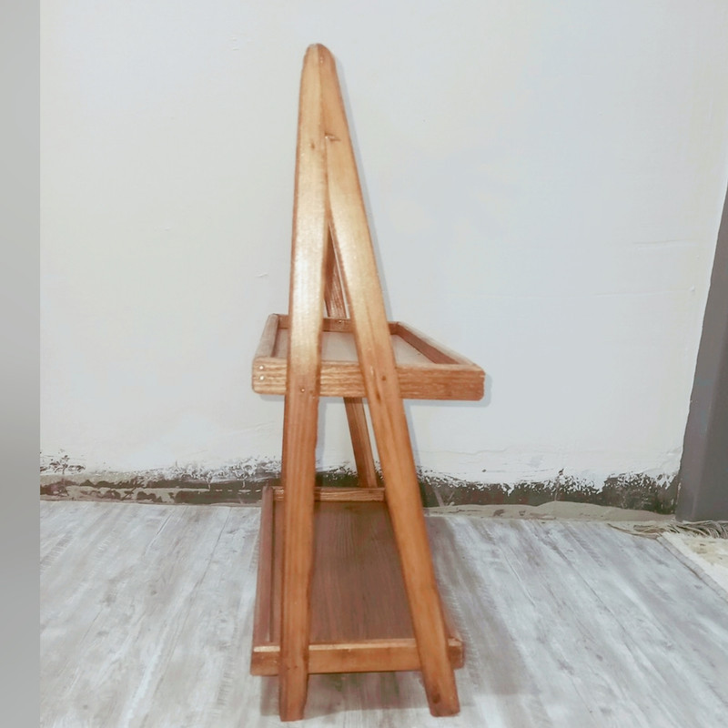 استند پذیرایی 2 طبقه چوبی طرح مستطیل ابعاد 50×15×50 سانتی‌متر وزن 300 گرم