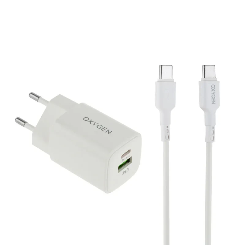 شارژر دیواری 30 وات دو پورت اکسیژن مدل CH-10 به همراه کابل USB-C