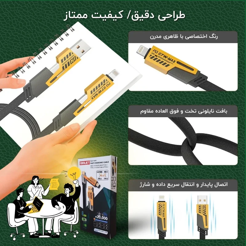 کابل تبدیل USBUSB-C به لایتنینگUSB-C میراجت مدل Jet-337 طول 1 متر