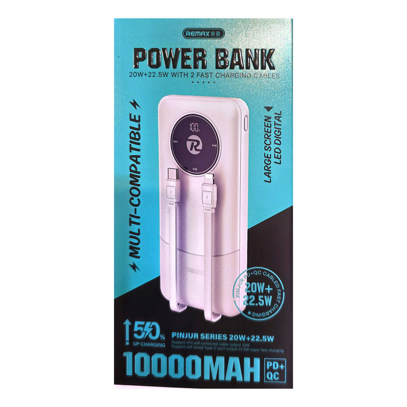 پاوربانک 22.5 وات ریمکس مدل RPP-37  ظرفیت 10000 میلی‌آمپرساعت