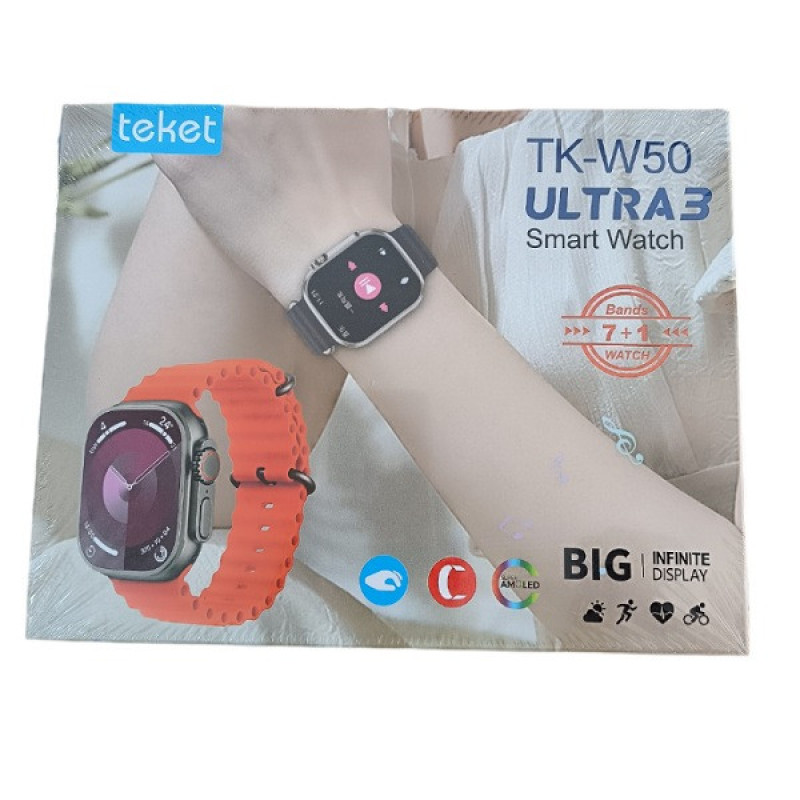 ساعت هوشمند 49 میلی متری تیکت مدل TK-W50  به همراه 6 بند سیلیکونی