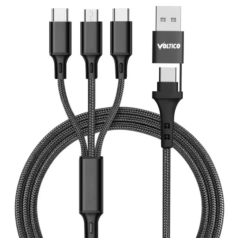 کابل تبدیل USB به USB-C  MicroUSB  لایتنینگ ولتیکو مدل VTC-3IN1 Pro طول 1.2 متر
