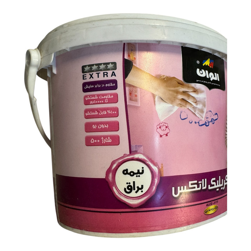 رنگ اکریلیک لاتکس سفید الوان کد 500 حجم 4 لیتر