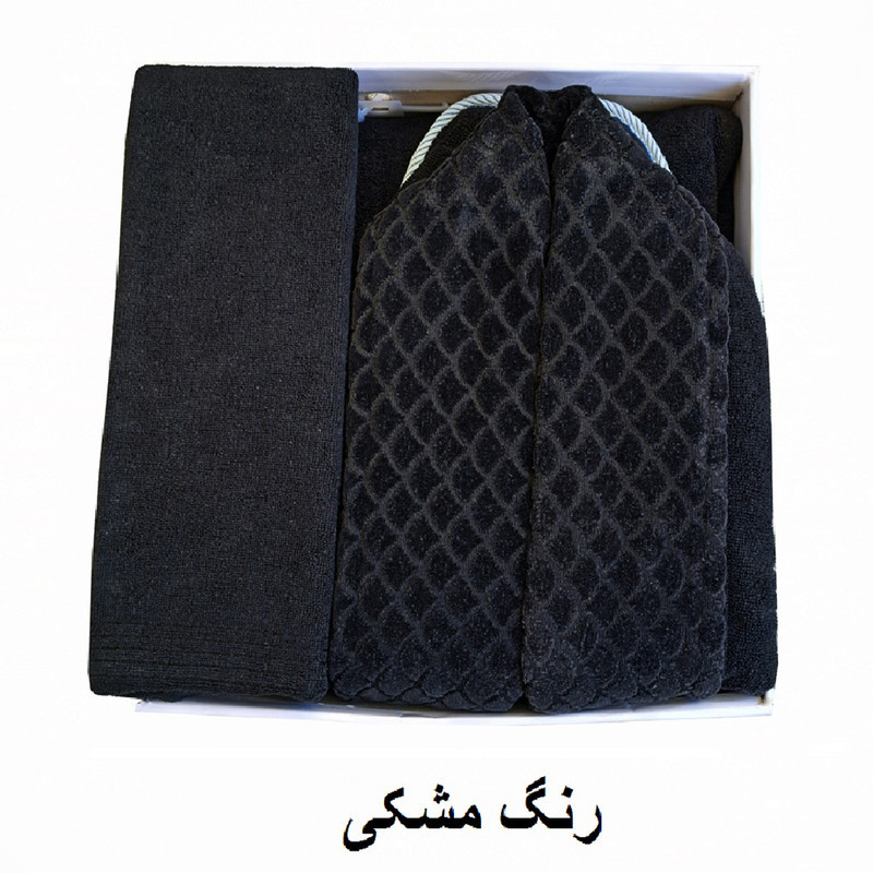 سرویس حوله پالتویی ۳ تکه هنرمند مدل AJORI سایز ۱۲۵