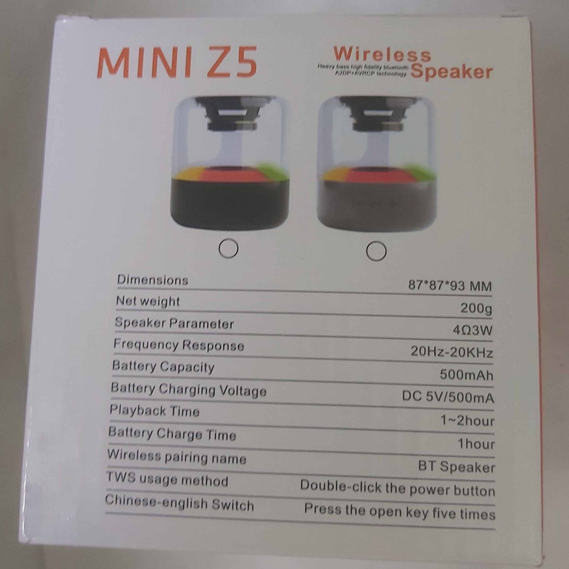 اسپیکر بلوتوثی قابل حمل مدل MINI Z5