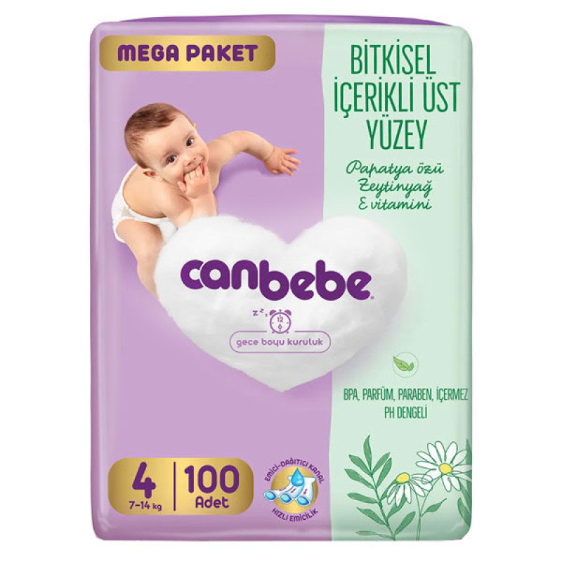 پوشک بچه جان به به مدل مگا پک سایز 4 بسته 100 عددی