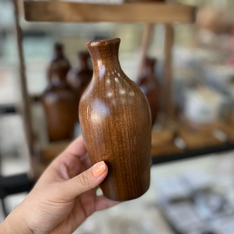 گلدان دکوری چوبی ابعاد 16×8×1 سانتی‌متر وزن 100 گرم