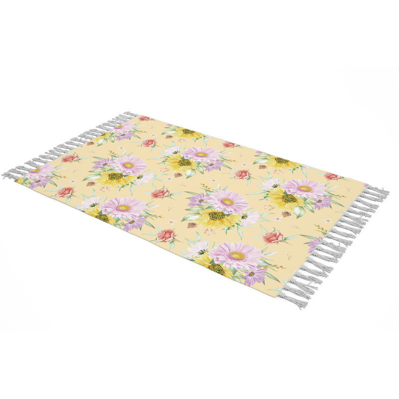شال مبل طرح آفتابگردان کد F2SH1059 سایز 100x180 سانتی متر