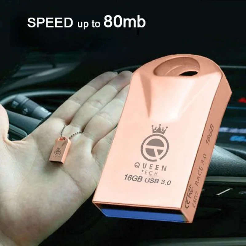 فلش مموری کوئین تک مدل RACE ظرفیت 16 گیگابایت USB3.1 سرعت خواندن 100 مگابایت بر ثانیه، سرعت نوشتن 30 مگابایت بر ثانیه، مقاوم در برابر آب، ضربه، شوک، گرد و غبار، ضد خش و اثر انگشت