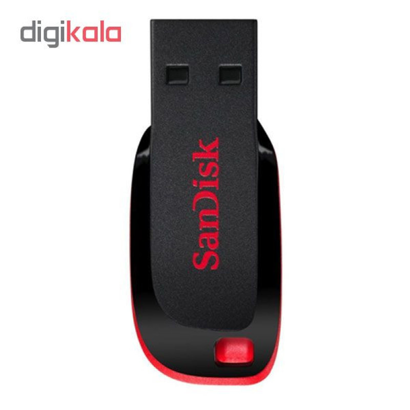 فلش مموری سن دیسک مدل Cruzer Blade CZ50 ظرفیت 32 گیگابایت با رابط USB 2.0، سرعت انتقال 480 مگابیت بر ثانیه، قابلیت رمزگذاری اطلاعات و بدنه مقاوم در برابر لک و اثر انگشت