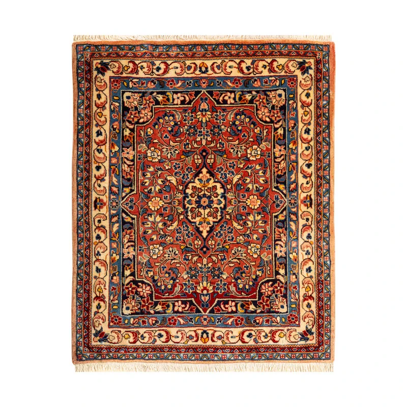 فرش دستبافت نیم متری طرح ساروق کد 45P581 زمینه لاکی