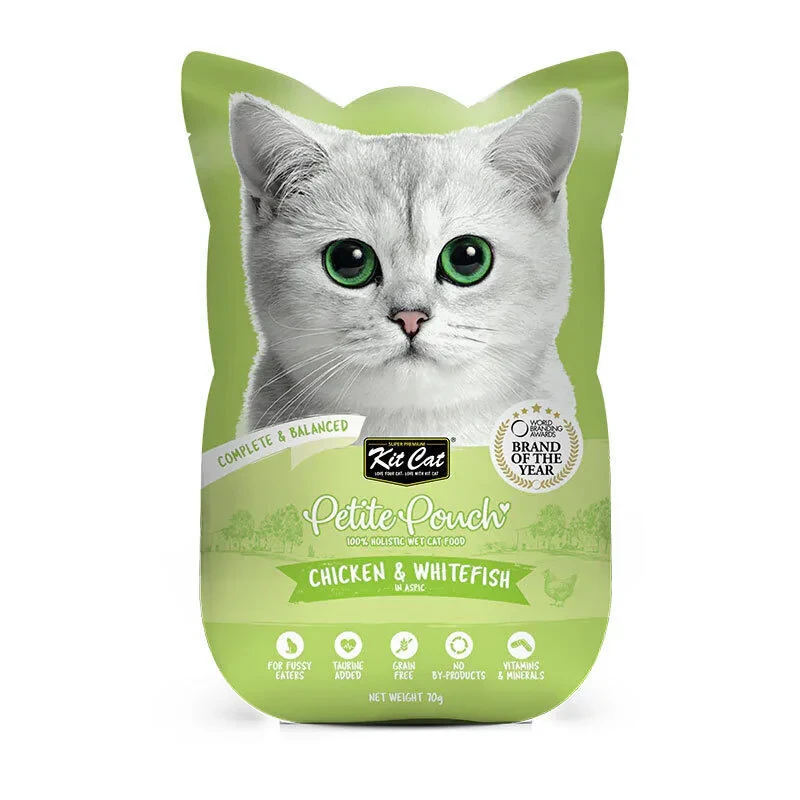 پوچ گربه بالغ کیت کت مدل Petite طعم مرغ و ماهی سفید وزن ۷۰ گرم
