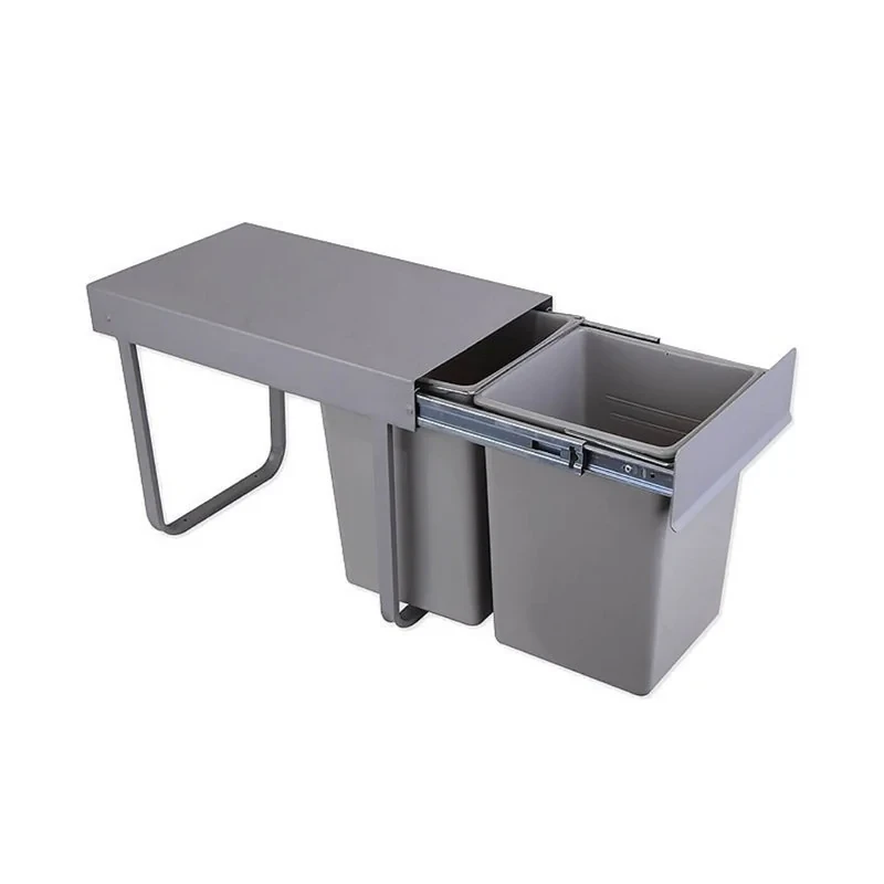 سطل زباله کابینتی مدل ریلی دو مخزن 24 لیتری