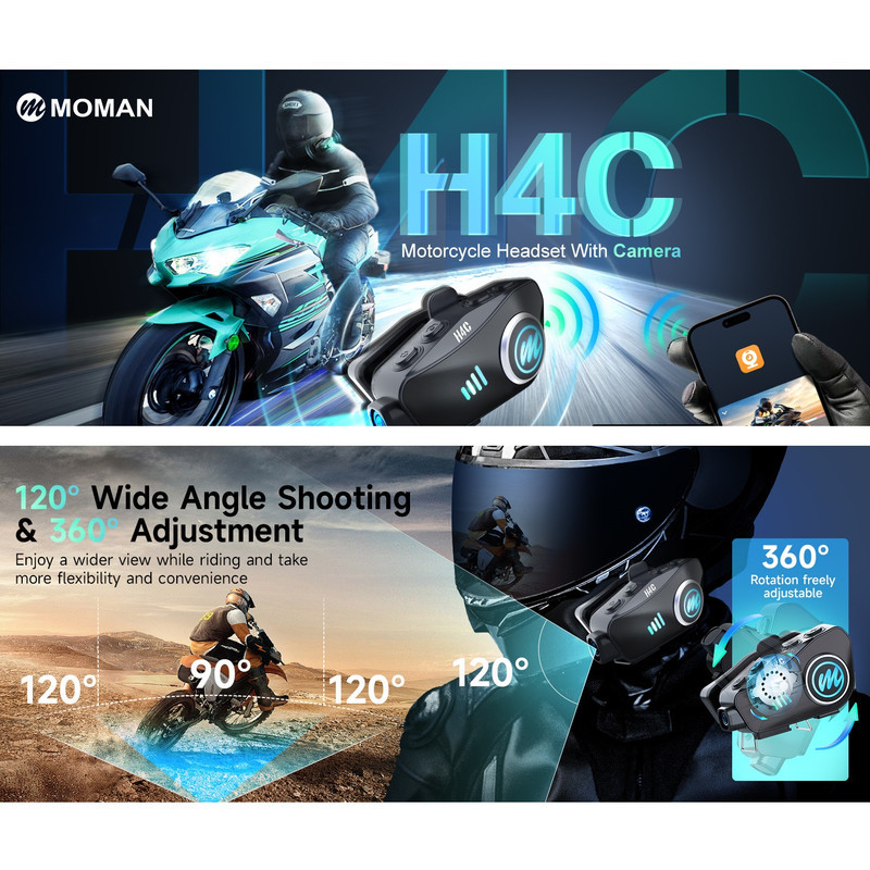 هدست کلاه کاسکت مومان مدل H4C به همراه دوربین