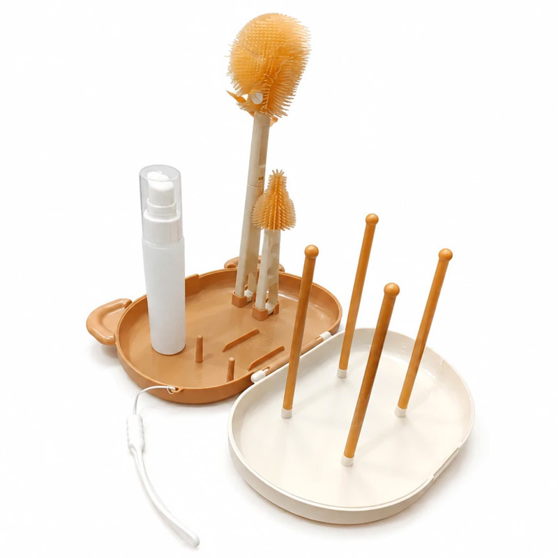 برس شیشه شوی مدل BRUSH SET طرح خرسی مجموعه 7 عددی