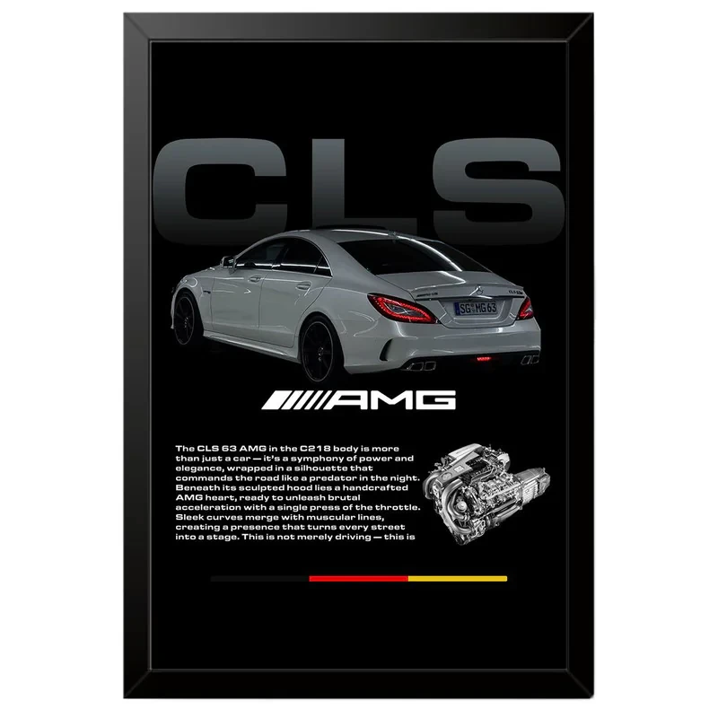 تابلو بکلیت طرح ماشین و خودرو مرسدس بنز Mercedes-Benz CLS 63 AMG مدل B-po1888 فریم مشکی