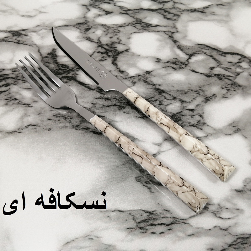 ست کارد و چنگال میوه خوری 12 پارچه ام جی مدل ماربل پلاس