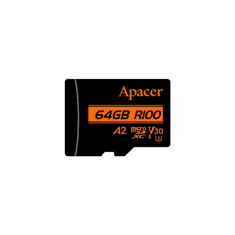 کارت حافظه microSDXC اپیسر مدل AP64G استاندارد HS-I U3 V30 A2 سرعت 100MBps ظرفیت 64 گیگابایت همراه با آداپتور SD
