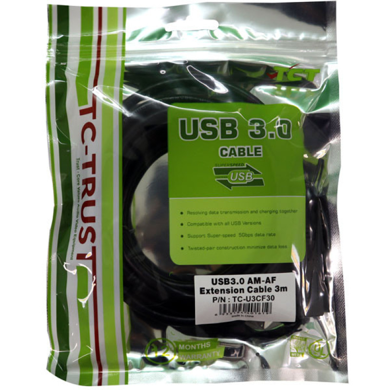کابل افزایش طول USB3.0 تی سی تراست مدل TC-U3CF30 طول 3 متر